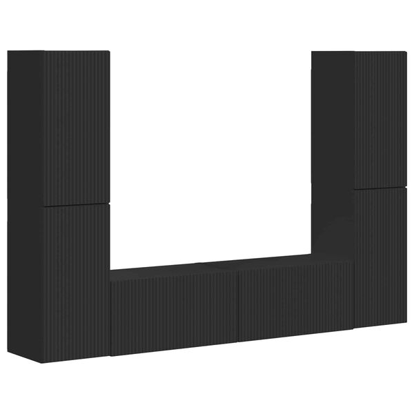 vidaXL TV-m&oslash;bels&aelig;t 6 pcs Sort Konstrueret tr&aelig;