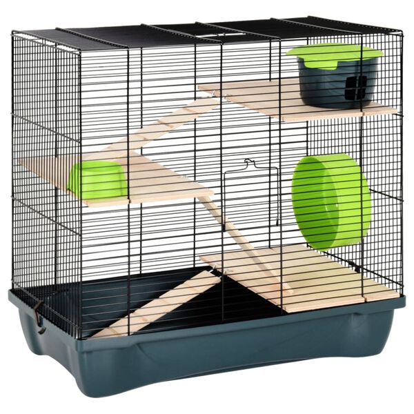 vidaXL hamsterbur 58x32x54 cm polypropylen og metal grå