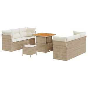 vidaXL Havesofa S&aelig;t med pude 9 pcs Beige og creme polyrattan