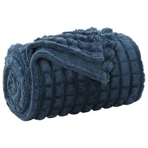 vidaXL Throw t&aelig;ppe M&oslash;rkebl&aring; 150 x 130 cm 0.5 kg Fleece