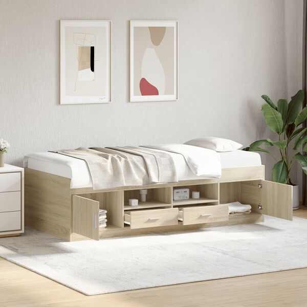 vidaXL daybed med skuffer uden madras 100x200 cm sonoma-eg
