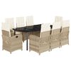vidaXL spisebordss&aelig;t til haven 9 dele med hynder polyrattan beige