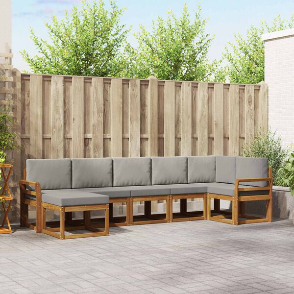 vidaXL Udend&oslash;rs sofagruppe med pude 7 pcs Naturlig og Lys Gr&aring;