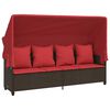 vidaXL loungesofa med baldakin og hynder polyrattan brun
