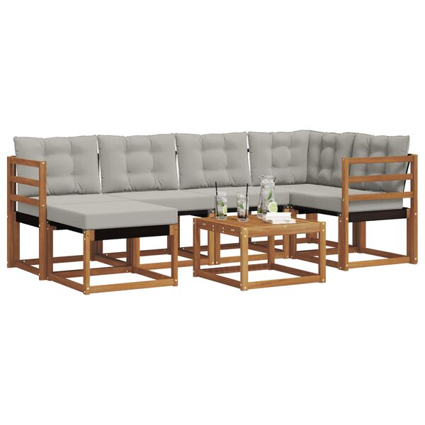 vidaXL Udend&oslash;rs sofagruppe med pude 7 pcs Naturlig og Lys Gr&aring;