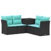 vidaXL Sofa S&aelig;t 5 stk. Sort og Bl&aring; Poly Rattan og St&aring;l