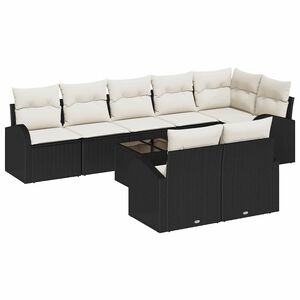 vidaXL Havesofa S&aelig;t Sort og Cream 55 x 55 x 37 cm polyrattan