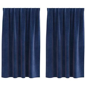 vidaXL M&oslash;rkl&aelig;gningsgardiner 2 pcs M&oslash;rk bl&aring; 140 x 140 cm Fl&oslash;jl