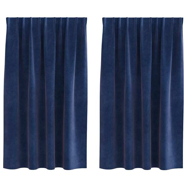 vidaXL M&oslash;rkl&aelig;gningsgardiner 2 pcs M&oslash;rk bl&aring; 140 x 140 cm Fl&oslash;jl