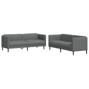 vidaXL sofas&aelig;t 2 dele stof m&oslash;rkegr&aring;