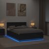 vidaXL Sengestel med LED-lysstrimler Sort 150 x 200 cm Konstrueret tr&aelig;