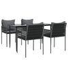 vidaXL spisebordss&aelig;t til haven 5 dele med hynder polyrattan og st&aring;l
