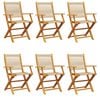 vidaXL foldbare havestole 6 stk. massivt akacietr&aelig; beige