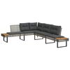vidaXL L-formet havesofa med hynder polyrattan og akacietr&aelig; gr&aring;