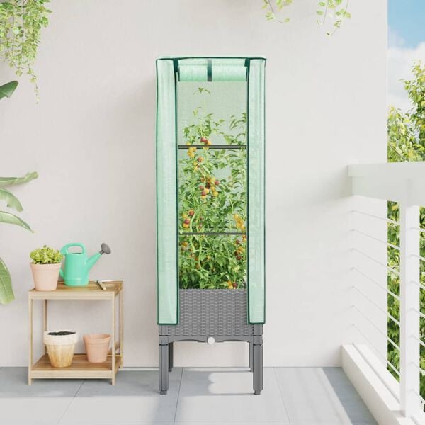 vidaXL h&oslash;jbed med drivhusovertr&aelig;k 40x40x140 cm rattan-look