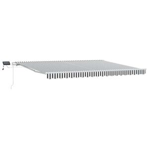 vidaXL markise m. LED 450x300 cm manuel betjening antracitgr&aring; og hvid