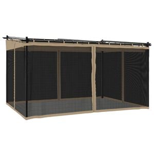 vidaXL pavillon 4x3 m mesh-v&aelig;gge st&aring;l gr&aring;brun