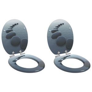 vidaXL toilets&aelig;der 2 stk. med soft close-l&aring;g MDF stendesign