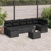 vidaXL Havesofa S&aelig;t med pude 8 pcs Sort polyrattan