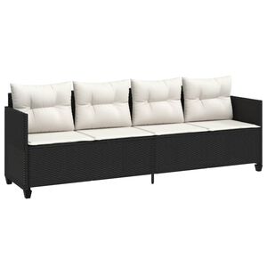 vidaXL loungesofa med hynder polyrattan sort