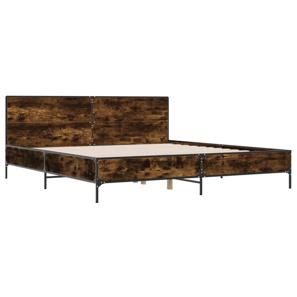 vidaXL sengestel 200x200cm konstrueret tr&aelig; og metal r&oslash;get egetr&aelig;sfarve