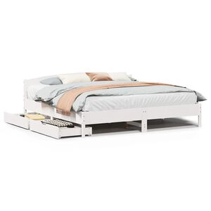 vidaXL sengeramme uden madras 200x200 cm massivt fyrretr&aelig; hvid