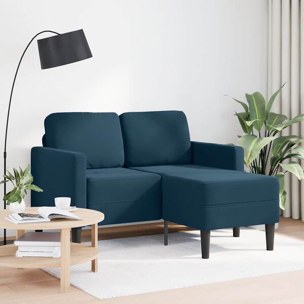 vidaXL 2-personers sofa med chaiselong L-formet 125 cm fl&oslash;jl bl&aring;
