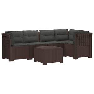 vidaXL 5-personers Havem&oslash;bel Sofa med Hynder Rattan Look PP Brun
