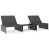 vidaXL havestole 2 stk. med l&aelig;nefunktion og bord polyrattan gr&aring;