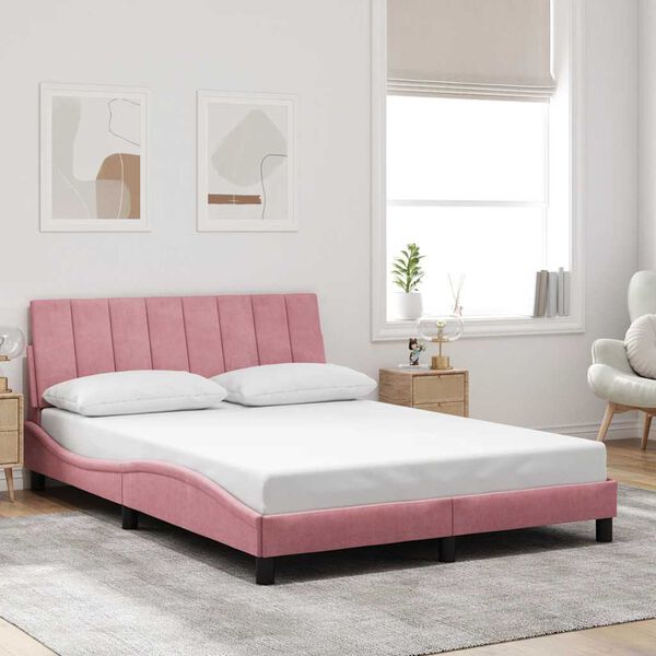 vidaXL sengeramme uden madras Hanko 140x190 cm fl&oslash;jl pink