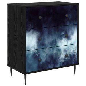 vidaXL Skuffeskab RAALTE Bl&aring; marmorprint 66 x 36,5 x 76 cm Sort eg