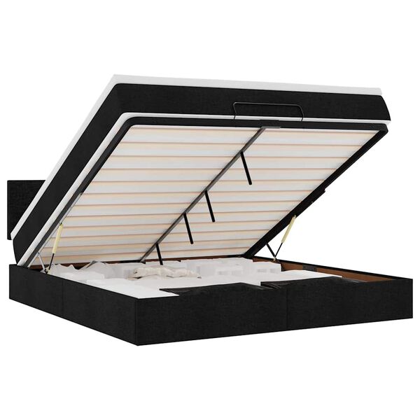 vidaXL osmannisk sengeramme med madras 160x200 cm stof sort