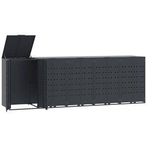 vidaXL skraldespandsskjuler 345x79x117 cm 5 rum st&aring;l antracit
