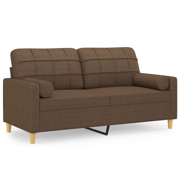 vidaXL 2-personers sofa med pyntepuder 140 cm stof brun