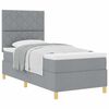vidaXL Box spring seng med hovedg&aelig;rde Lysegr&aring; 90 x 200 cm Stof