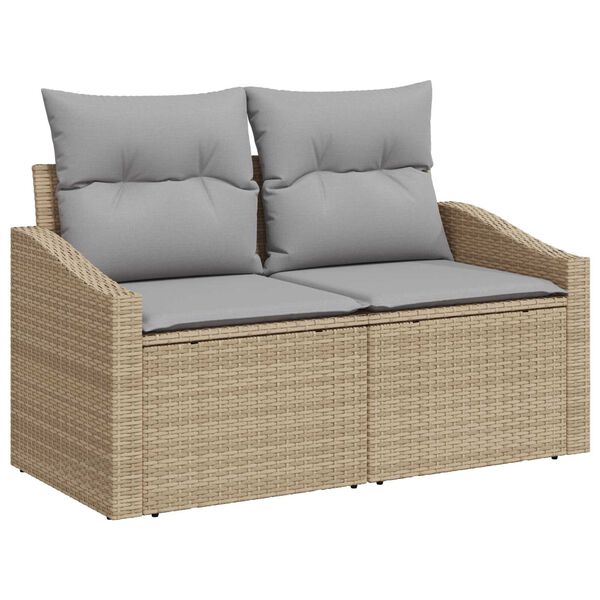 vidaXL Sofa S&aelig;t med pude 5 pcs Beige polyrattan