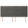 vidaXL sengegavl med kanter 163x16x118/128 cm fløjl mørkegrå