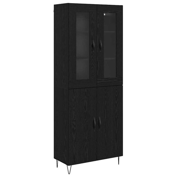 vidaXL Highboard Hvid og Sort Eg 69,5 x 34 x 180 cm Konstrueret tr&aelig;