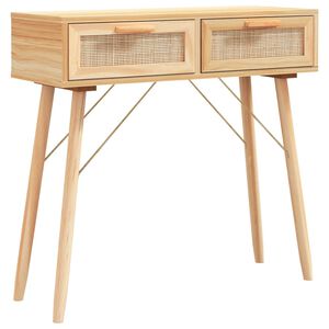 vidaXL konsolbord 80x30x75 cm massivt fyrretr&aelig; naturlig rattan brun