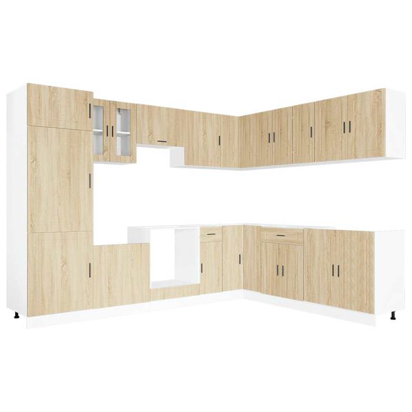 vidaXL k&oslash;kkenskabss&aelig;t Porto 14 dele konstrueret tr&aelig; sonoma-eg