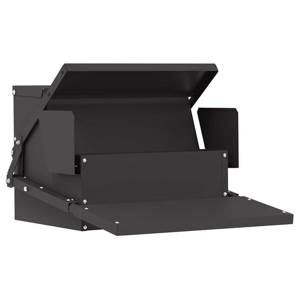 vidaXL Kylling treadle feeder Sort 50 x 40 x 29 cm Koldvalset Stål