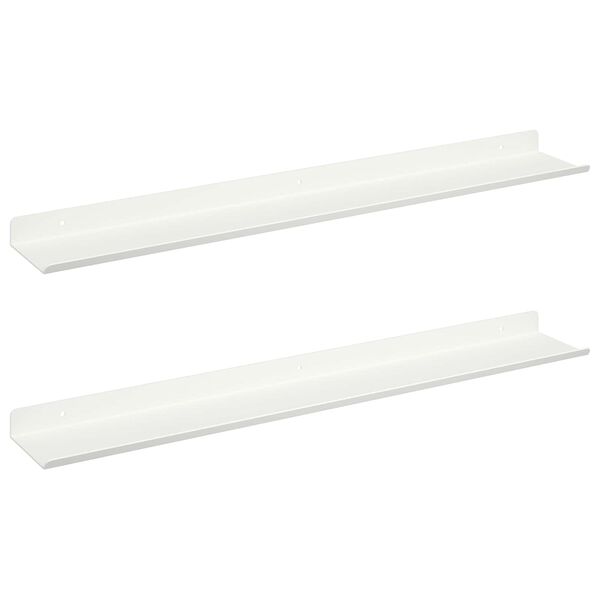 vidaXL Sv&aelig;vende hylde V&aelig;gmonteret 2 pcs Hvid 60 x 8,5 x 2,5 cm St&aring;l