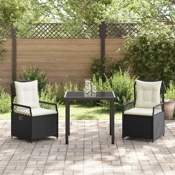 vidaXL Have Spisebordss&aelig;t 3 pcs Sort polyrattan