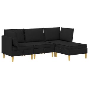 vidaXL Modulsofa s&aelig;t med opbevaring 4 pcs Sort Stof