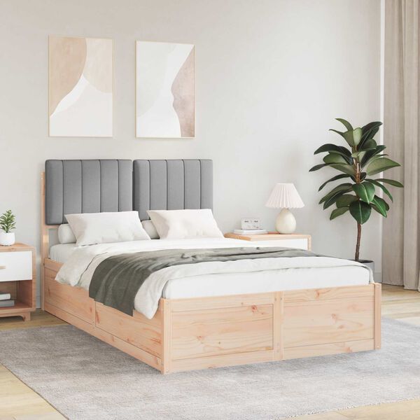 vidaXL Sengestel med Polstret Hovedgavl Lysegr&aring; 120 x 200 cm