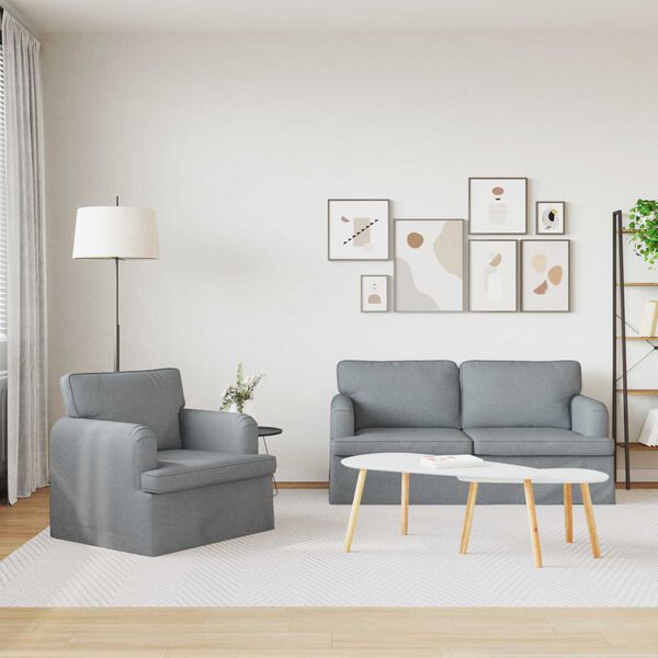 vidaXL Sofa 2 pcs Lysegr&aring; 162 x 80 x 85 cm Stof