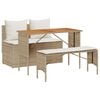 vidaXL spisebordss&aelig;t til haven 3 dele med hynder polyrattan beige