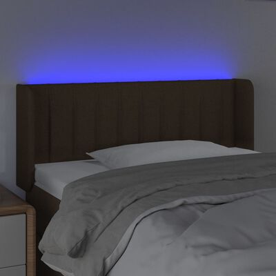 vidaXL sengegavl med LED-lys 83x16x78/88 cm stof mørkebrun