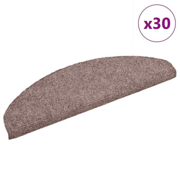 vidaXL trappem&aring;tter selvkl&aelig;bende 30 stk. 65x21x4 cm lys brune halvrund store