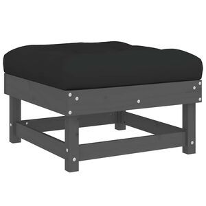 vidaXL udend&oslash;rs fodskammel med hynde massivt fyrretr&aelig; gr&aring;